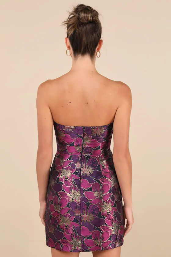 High-Class Attitude Black Floral Jacquard Strapless Mini Dress sold by Lulus product image thumbnail 2