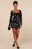 Simply Decadent Black Floral Velvet Burnout Bustier Mini Dress sold by Lulus