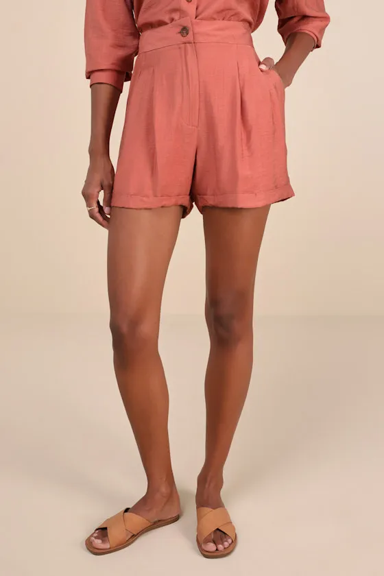 Effortlessly Curated Terracotta High-Rise Shorts sold by Lulus product image thumbnail 2