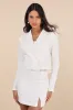 Savvy Elegance Ivory Lace Double-Breasted Cropped Blazer sold by Lulus