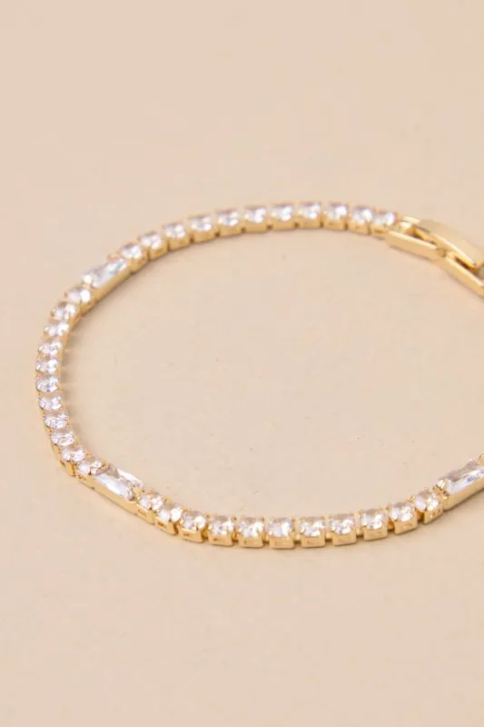 Dainty Decadence Gold Rhinestone Tennis Bracelet sold by Lulus