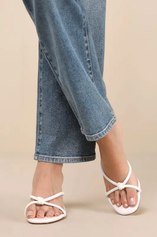 Victoire White Knotted Strappy High Heel Slide Sandals sold by Lulus