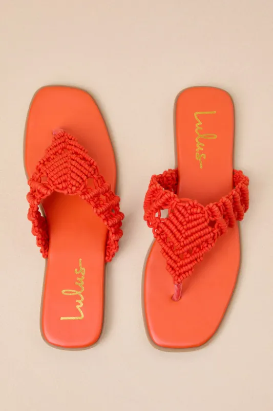 Alohi Orange Macrame Sandals sold by Lulus