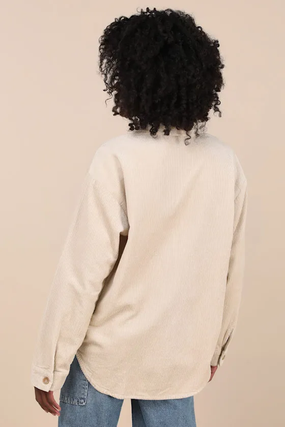Take the Chill Off Beige Corduroy Shacket sold by Lulus product image thumbnail 3
