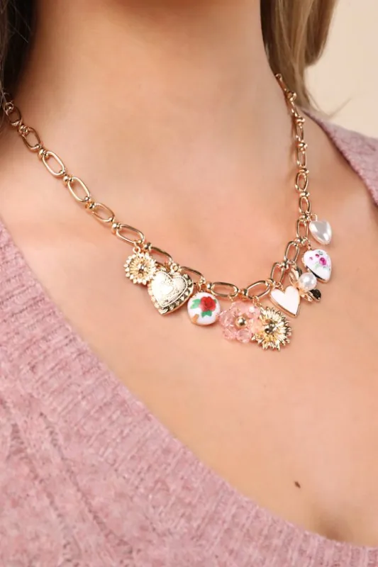 Darling Inclusion Gold Charm Necklace sold by Lulus