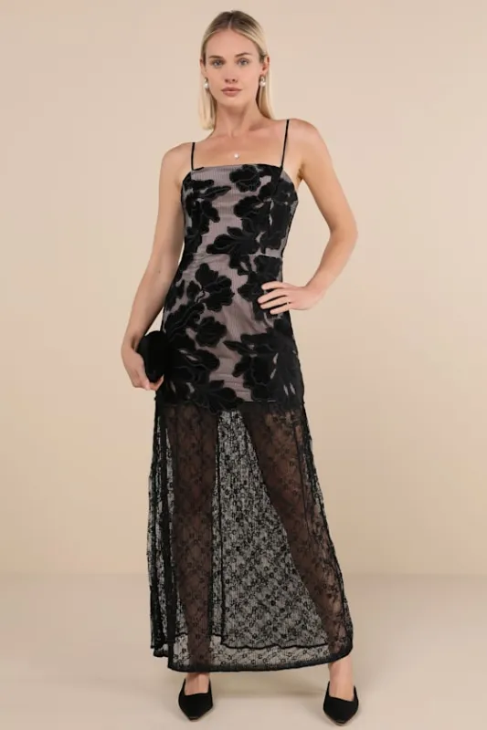 Zara Black Lace Convertible Maxi Dress sold by Lulus