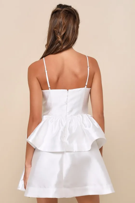 Bubbly Charm White Taffeta Tiered Ruffled Mini Dress sold by Lulus product image thumbnail 3