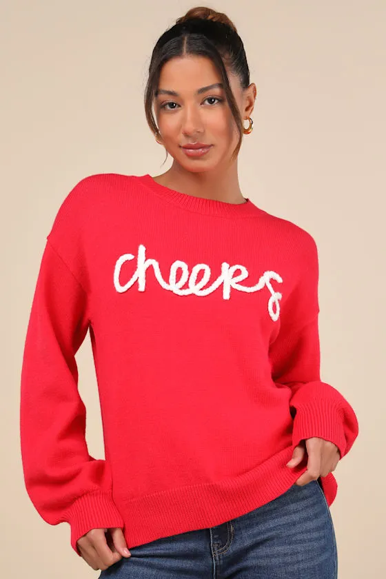 Joyous Style Red Embroidered Pullover Sweater sold by Lulus