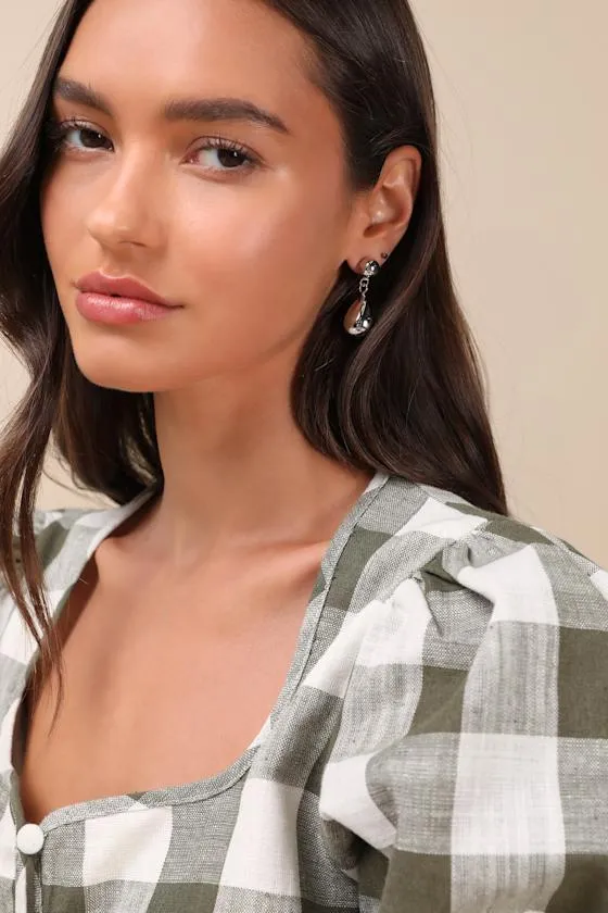 Composed Shine Silver Teardrop Earrings sold by Lulus