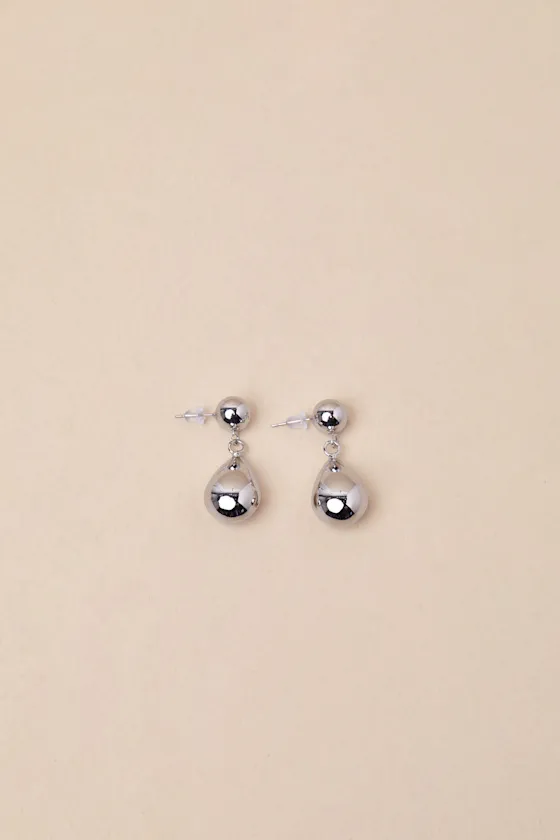 Composed Shine Silver Teardrop Earrings sold by Lulus product image thumbnail 3