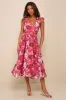 Flowering Day Dream Magenta Floral Organza Midi Bubble Dress sold by Lulus