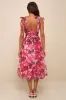 Flowering Day Dream Magenta Floral Organza Midi Bubble Dress sold by Lulus