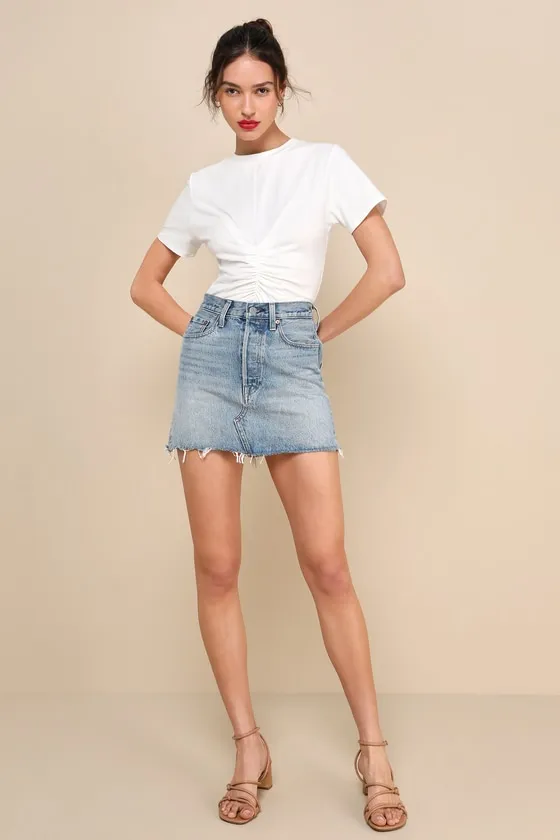 Simply a Vibe Ivory Ruched Short Sleeve Crew Neck Top sold by Lulus product image thumbnail 2