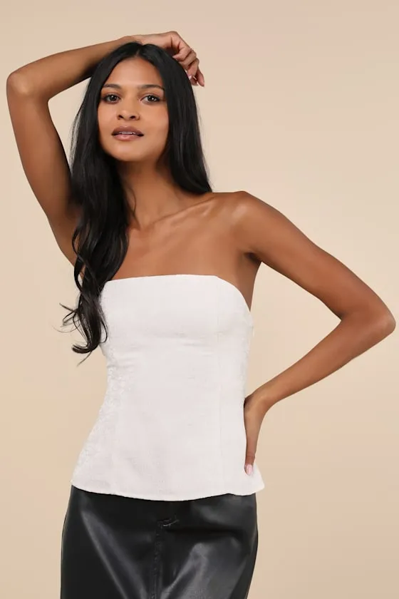Chic Consideration Ivory Strapless Top sold by Lulus
