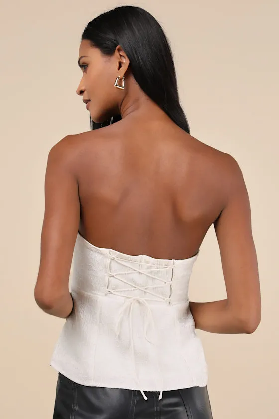 Chic Consideration Ivory Strapless Top sold by Lulus product image thumbnail 2