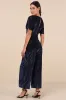 Poised Excellence Black and Blue Velvet Burnout Jumpsuit sold by Lulus