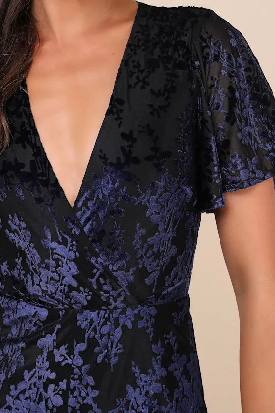 Poised Excellence Black and Blue Velvet Burnout Jumpsuit sold by Lulus product image thumbnail 3