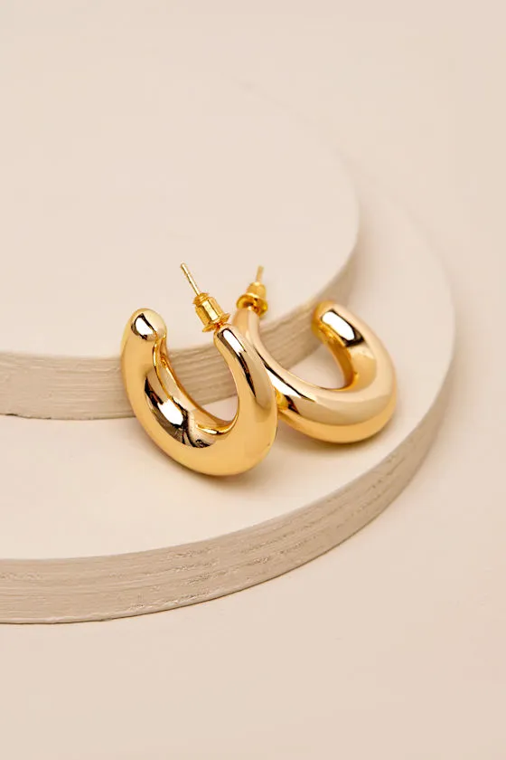 Superb Shine 14KT Gold Chunky Hoop Earrings sold by Lulus