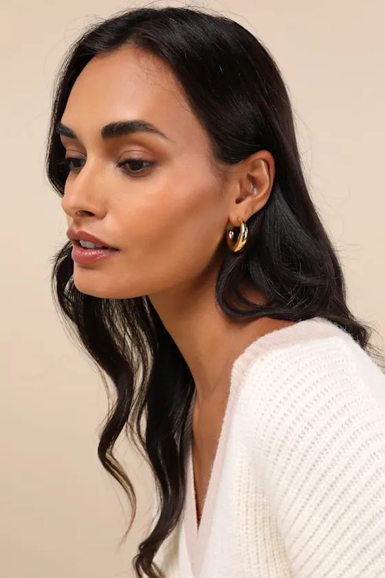 Superb Shine 14KT Gold Chunky Hoop Earrings sold by Lulus product image thumbnail 2