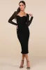 Dramatic Demure Black Mesh Halter Bustier Midi Dress sold by Lulus