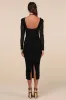 Dramatic Demure Black Mesh Halter Bustier Midi Dress sold by Lulus