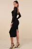 Dramatic Demure Black Mesh Halter Bustier Midi Dress sold by Lulus