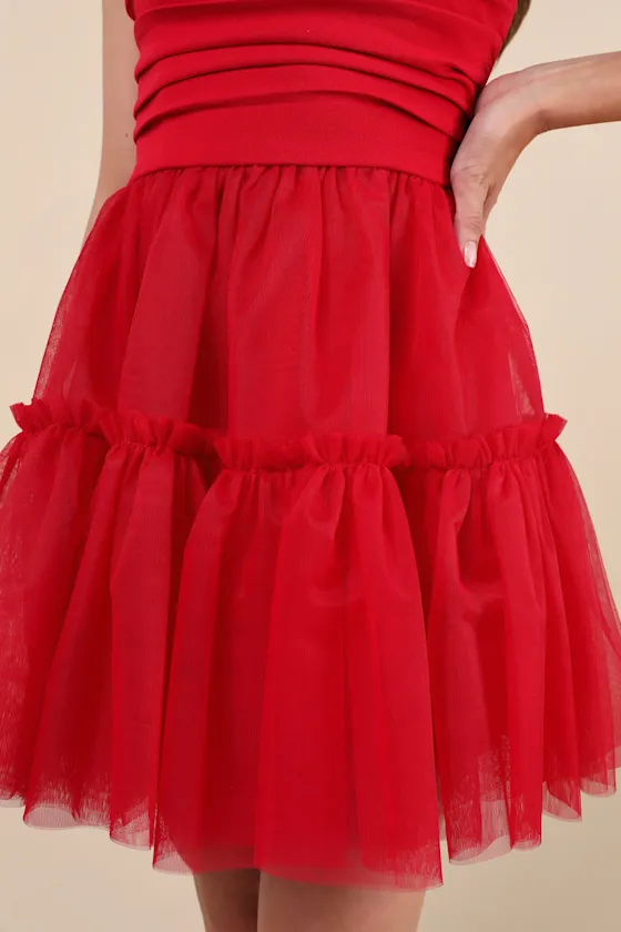 Lovely Extravagance Red Tulle Strapless Mini Dress sold by Lulus product image thumbnail 4
