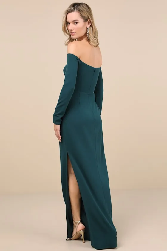 Stunning Excellence Emerald Off-the-Shoulder Maxi Dress sold by Lulus product image thumbnail 2