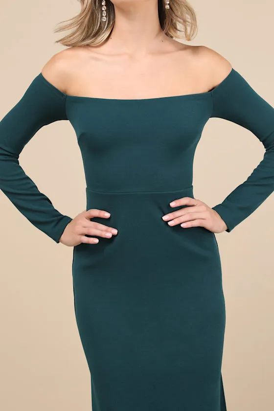 Stunning Excellence Emerald Off-the-Shoulder Maxi Dress sold by Lulus product image thumbnail 4