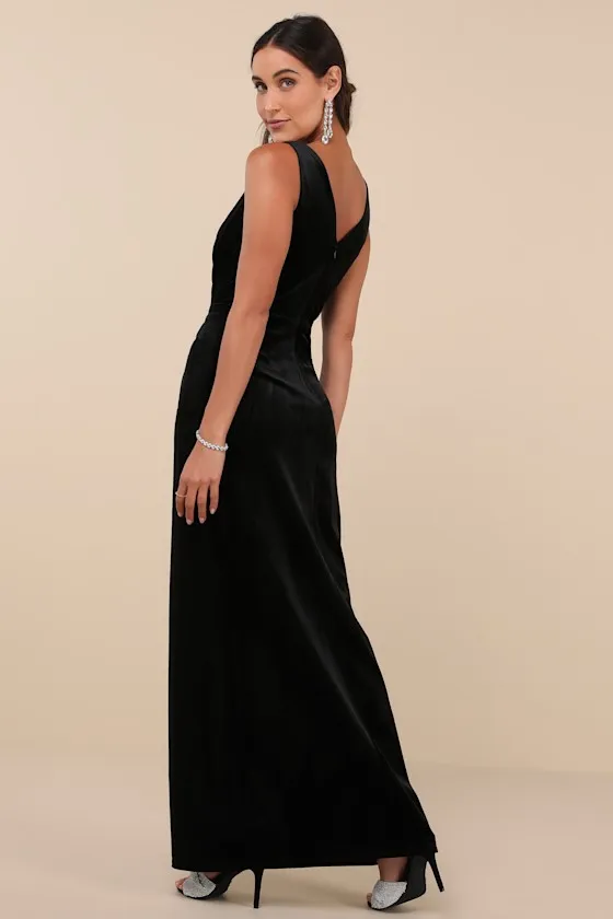 Beautiful Evenings Black Velvet Twist-Front Maxi Dress sold by Lulus product image thumbnail 2