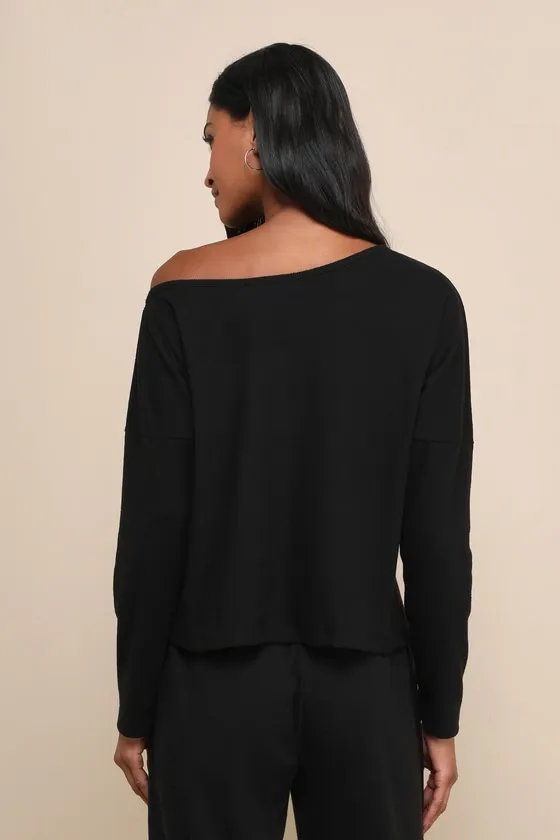 Dressed to Chill Black Ribbed Long Sleeve Sweater Top sold by Lulus product image thumbnail 3