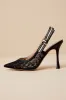 Bri Black Lace Ribbon Pointed-Toe Slingback Pumps sold by Lulus