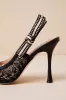Bri Black Lace Ribbon Pointed-Toe Slingback Pumps sold by Lulus