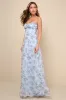 Chic Preciousness Light Blue Floral Organza Bustier Maxi Dress sold by Lulus