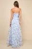 Chic Preciousness Light Blue Floral Organza Bustier Maxi Dress sold by Lulus
