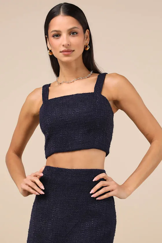 Elevated Attitude Navy Tweed Sleeveless Two-Piece Skort Romper sold by Lulus product image thumbnail 2