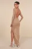Sultry Glamour Beige Mesh Rhinestone Backless Maxi Dress sold by Lulus