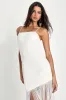 Famous Love White Sleeveless Fringe Bodycon Midi Dress sold by Lulus