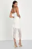 Famous Love White Sleeveless Fringe Bodycon Midi Dress sold by Lulus