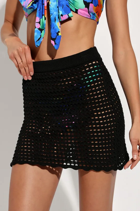 Pier to Pier Black Sheer Crochet Swim Cover-Up sold by Lulus product image thumbnail 3