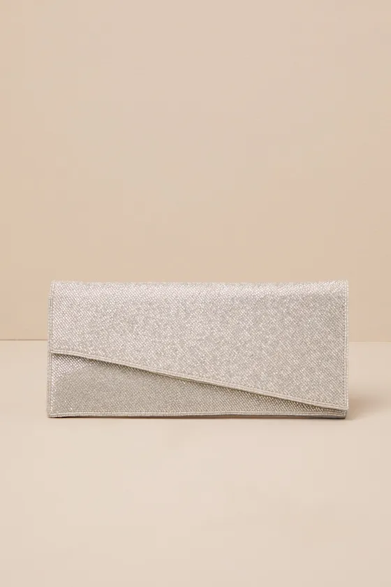 Leeva Silver Beaded Asymmetrical Clutch sold by Lulus product image thumbnail 3