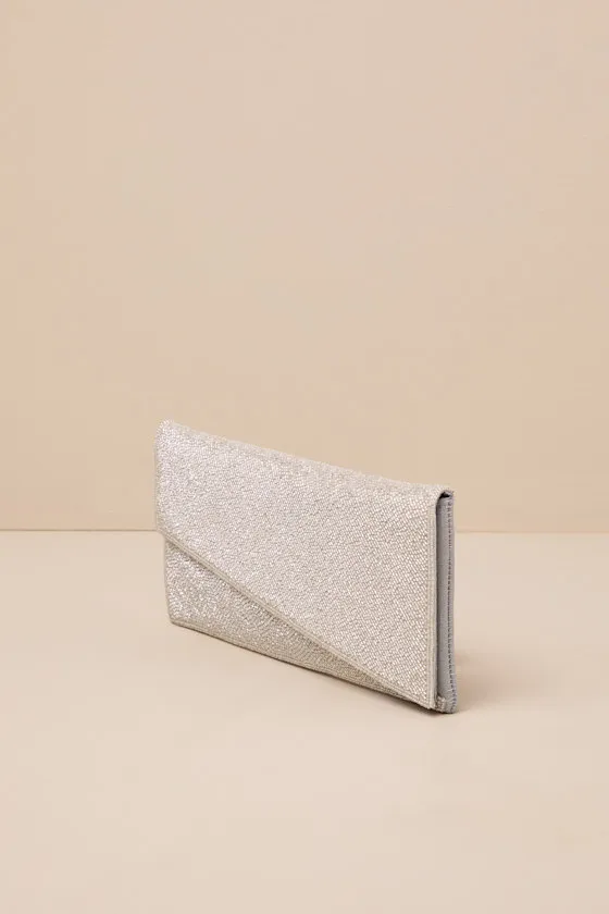 Leeva Silver Beaded Asymmetrical Clutch sold by Lulus product image thumbnail 4