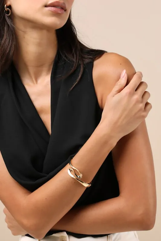 Brilliance Gold Wavy Cuff Bracelet sold by Lulus