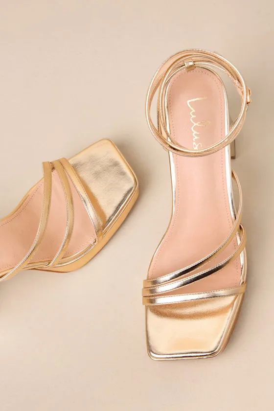 Antonnia Gold Strappy Platform Lace-Up High Heel Sandals sold by Lulus product image thumbnail 4