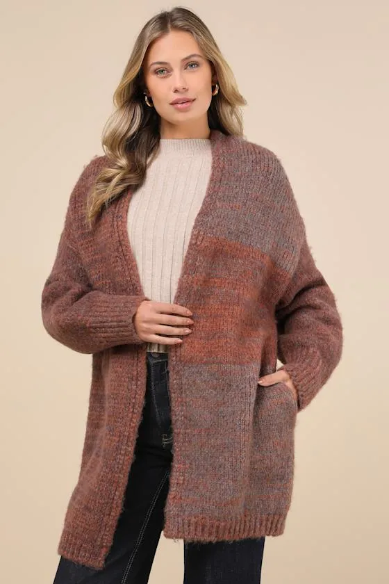 Frosty Day Fave Brown Marled Oversized Cardigan sold by Lulus