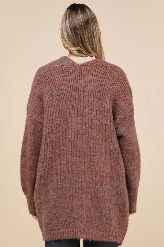 Frosty Day Fave Brown Marled Oversized Cardigan sold by Lulus product image thumbnail 2