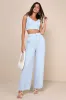Chic and Sophisticated Light Blue Tweed Wide-Leg Pants sold by Lulus