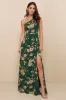 Elegant Admiration Emerald Green Floral One-Shoulder Maxi Dress sold by Lulus