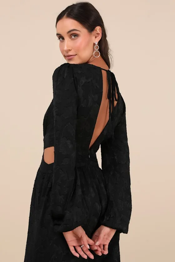 Ravishing Marvel Black Burnout Floral Cutout Wide-Leg Jumpsuit sold by Lulus product image thumbnail 3