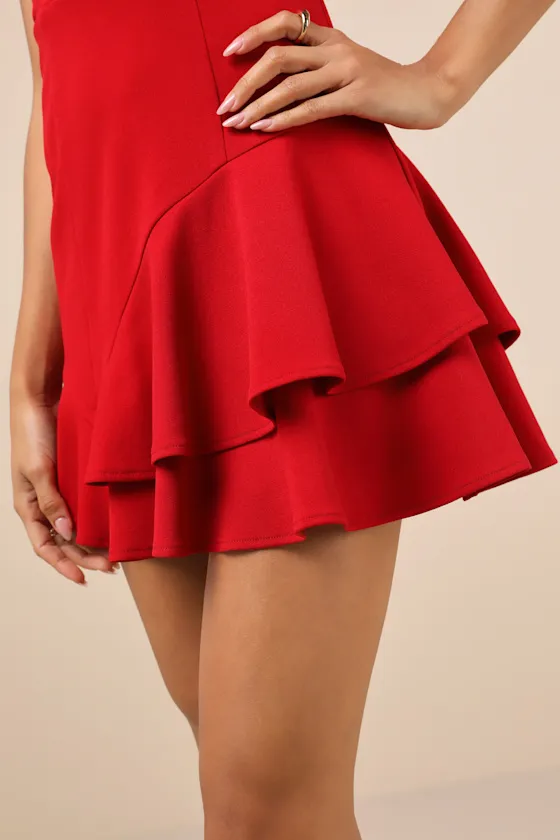 Sultry Intentions Red Strapless Ruffled Mini Dress sold by Lulus product image thumbnail 4
